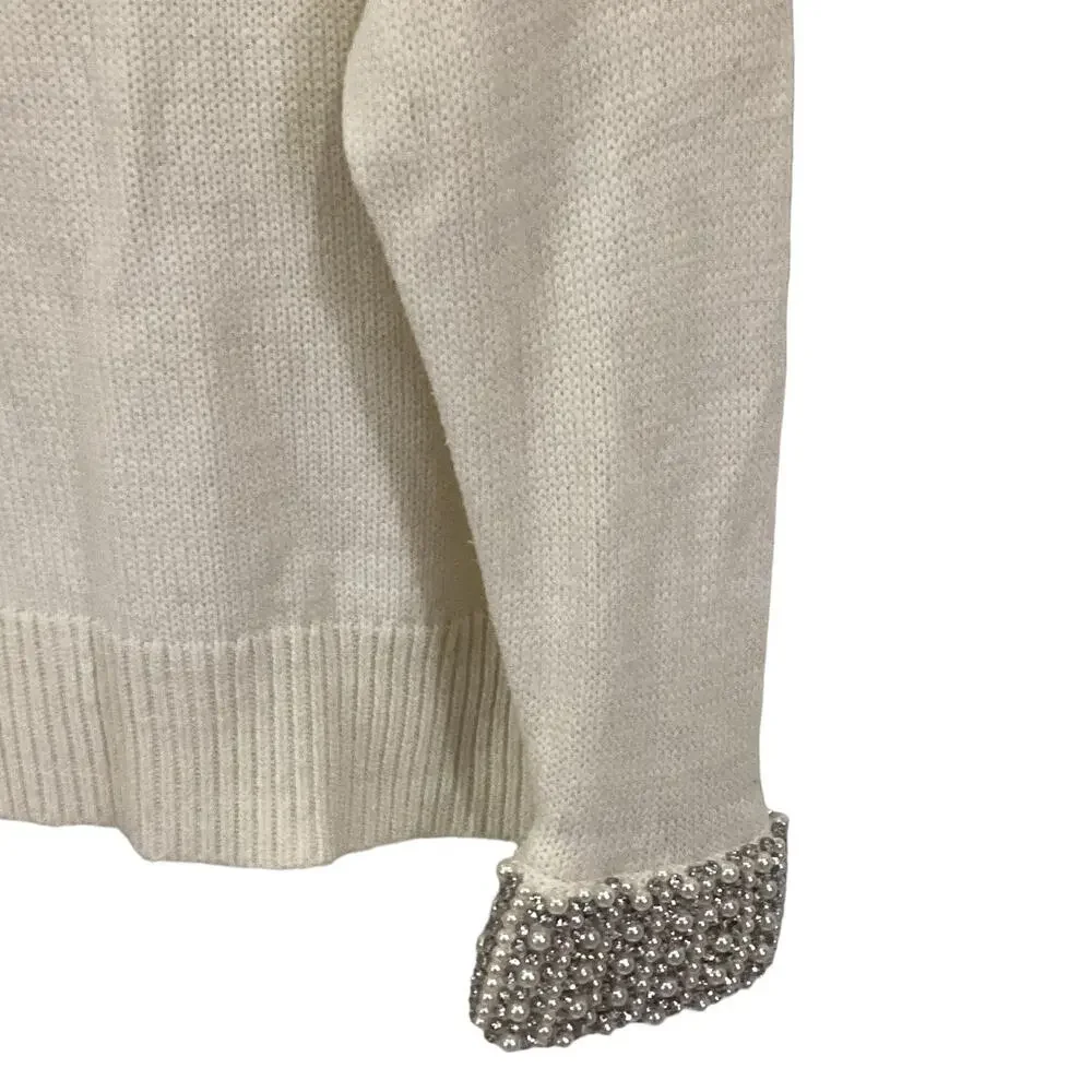 Alice‎ + Olivia Gemini Turtleneck Sweater Wool Blend Knit Soft White Size Small - Picture 8 of 14